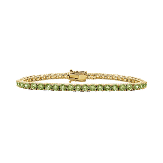 Tennis Bracelet with Peridot Stones (August Birthstones) in 14K Gold (2.5 mm - 4.0 mm)