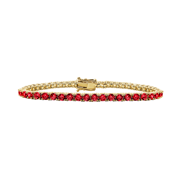 Tennis Bracelet with Ruby Stones (July Birthstones) in 14K Gold (1.75 mm - 4.0 mm)