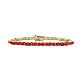 Tennis Bracelet with Ruby Stones (July Birthstones) in 14K Gold (1.75 mm - 4.0 mm)