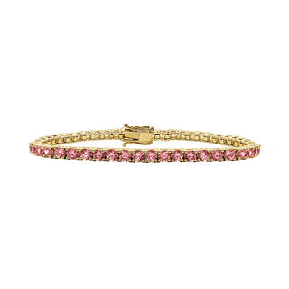 Tennis Bracelet with Tourmaline Stones (October Birthstones) in 14K Gold (2.5 mm - 4.0 mm)