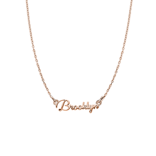 Modern Script Laser Cut Out Necklace in Sterling Silver 18K Pink Gold Finish (18" Chain)