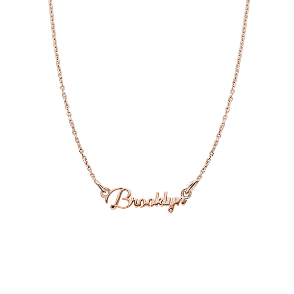 Modern Script Laser Cut Out Necklace in 14K Pink Gold (18" Chain)