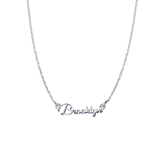 Modern Script Laser Cut Out Necklace in 14K White Gold (18" Chain)