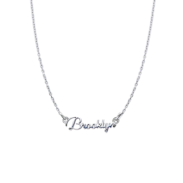 Modern Script Laser Cut Out Necklace in 14K White Gold (18" Chain)