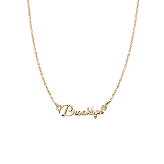 Modern Script Laser Cut Out Necklace in 14K Yellow Gold (18" Chain)