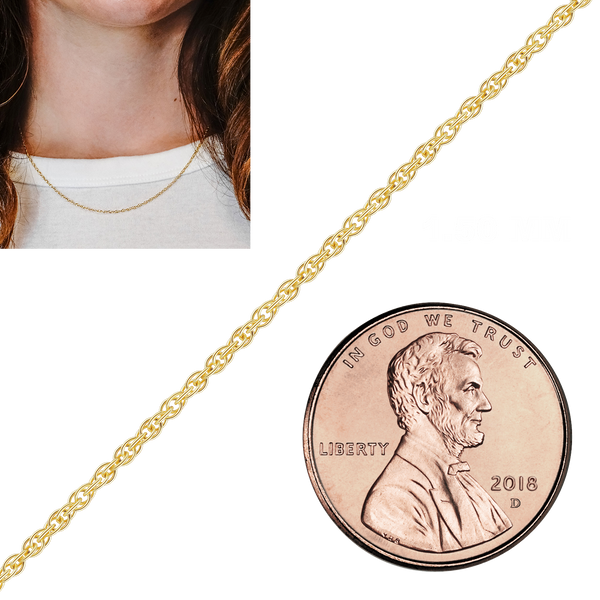 Bulk / Spooled Classic Machine Rope Chain in 14K Yellow Gold (0.80 mm - 2.00 mm)