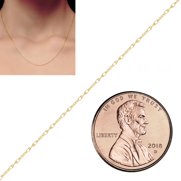 Bulk / Spooled Classic Machine Rope Chain in 14K Yellow Gold (0.80 mm - 2.00 mm)