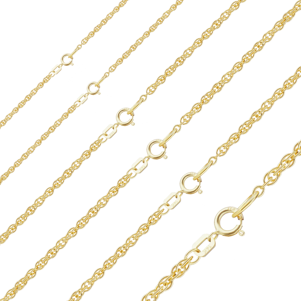 Finished Classic Machine Rope Necklace in 14K Yellow Gold (0.80 mm - 2.00 mm)