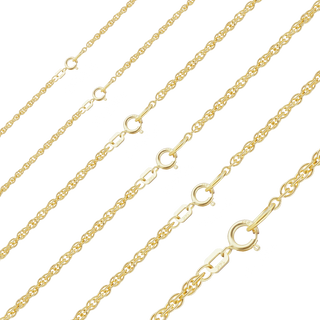 Finished Classic Machine Rope Anklet in 14K Yellow Gold (0.80 mm - 2.00 mm)