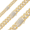 Finished Handmade Cuban Curb Bracelet with Diamonds in 14K Yellow Gold (6.00 mm - 11.00 mm)