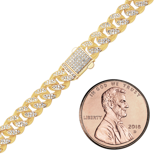 Finished Handmade Cuban Curb Necklace with Diamonds in 14K Yellow Gold (6.00 mm - 11.00 mm)