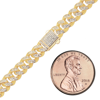 Finished Hollow Cuban Curb Necklace with Diamonds in 14K Yellow Gold (6.00 mm - 19.00 mm)