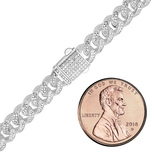 Finished Handmade Cuban Curb Necklace with CZ in Sterling Silver (6.00 mm - 19.00 mm)