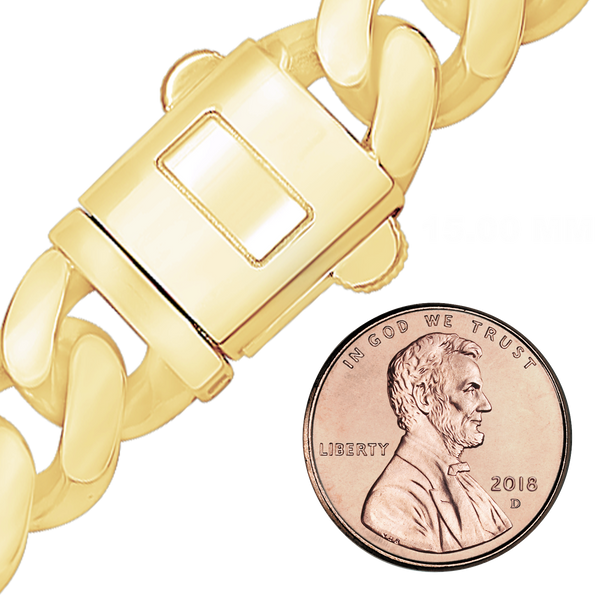 Finished Handmade Semi-Solid Cuban Curb Necklace in 14K Yellow Gold (4.00 mm - 19.00 mm)