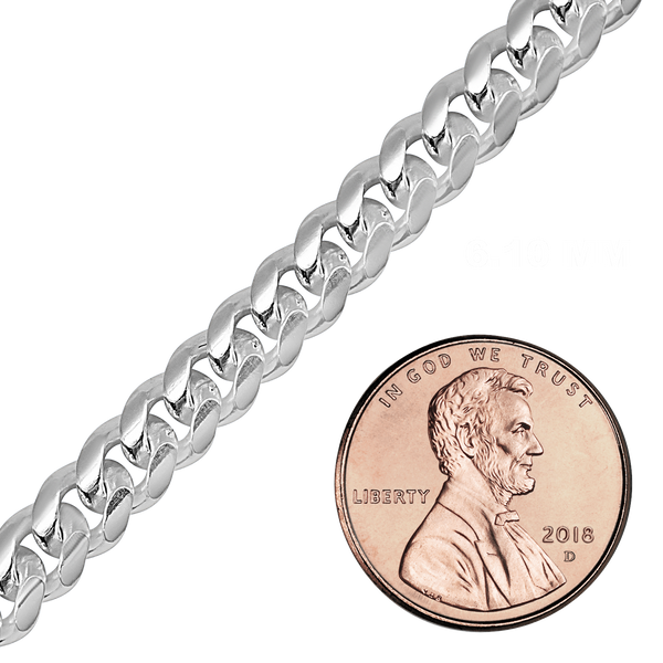 Bulk / Spooled Round Curb Chain in Sterling Silver (4.30 mm - 6.10 mm)