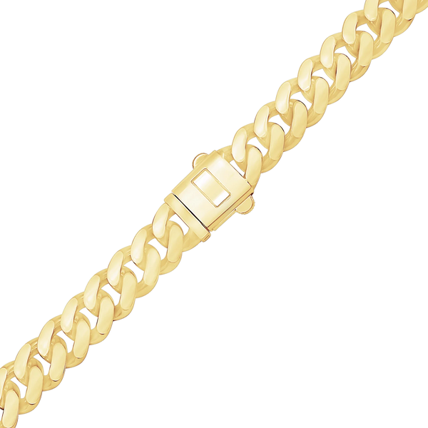 Finished Handmade Hollow Cuban Curb Necklace in 14K Yellow Gold (6.00 mm - 19.00 mm)