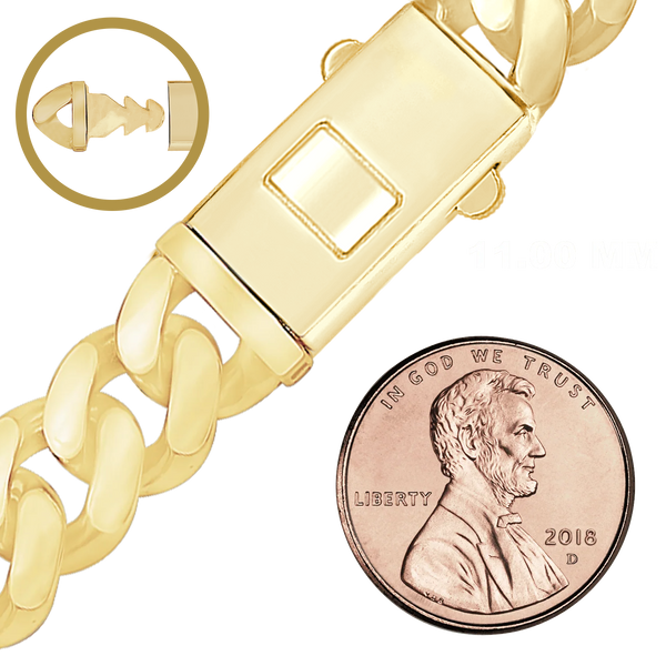 Finished Handmade Cuban Curb Bracelet in 14K Yellow Gold (4.00 mm - 11.00 mm)