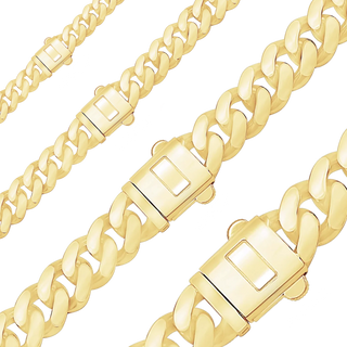 Finished Handmade Cuban Curb Necklace in 14K Yellow Gold (4.00 mm - 11.00 mm)