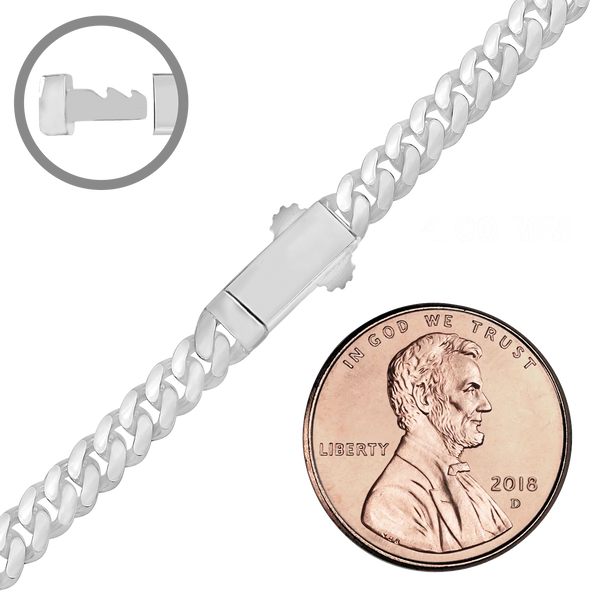 Finished Handmade Cuban Curb Necklace in Sterling Silver (4.00 mm - 19.00 mm)