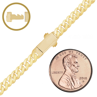Finished Handmade Cuban Curb Necklace in 14K Yellow Gold (4.00 mm - 11.00 mm)