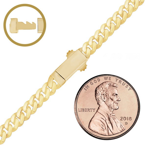 Finished Handmade Cuban Curb Bracelet in 14K Yellow Gold (4.00 mm - 11.00 mm)