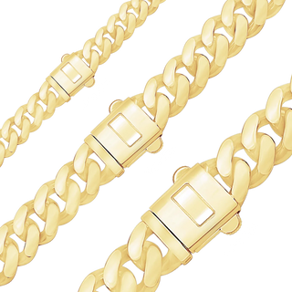 Finished Handmade Cuban Curb Bracelet in 14K Yellow Gold (6.00 mm - 11.00 mm)