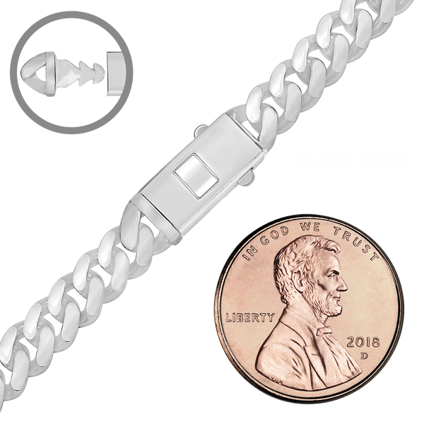 Finished Handmade Cuban Curb Necklace in Sterling Silver (4.00 mm - 19.00 mm)