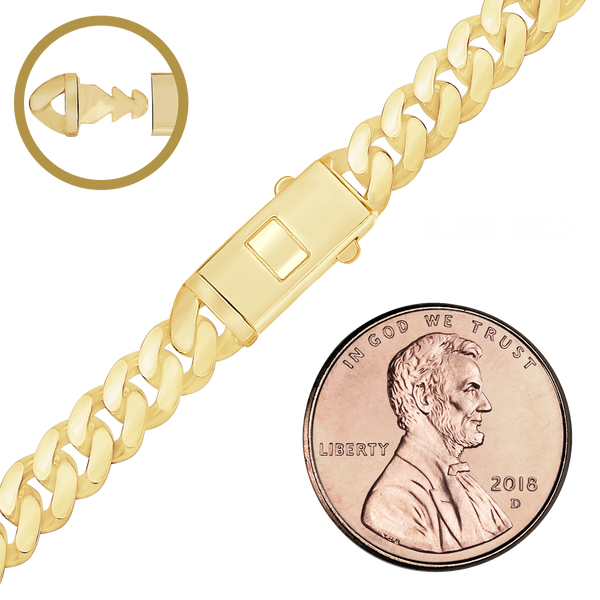 Finished Handmade Cuban Curb Necklace in 14K Yellow Gold (4.00 mm - 11.00 mm)