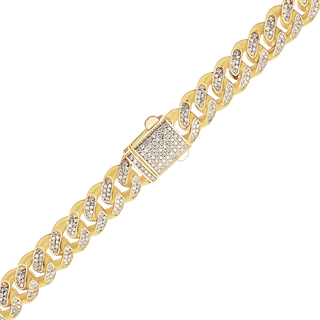Finished Handmade Semi-Solid Cuban Curb Necklace with Diamonds in 14K Yellow Gold (6.00 mm - 19.00 mm)