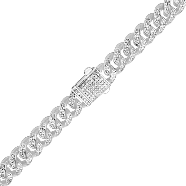 Finished Cuban Curb Necklace with CZ in Sterling Silver (9.00 mm - 19.00 mm)