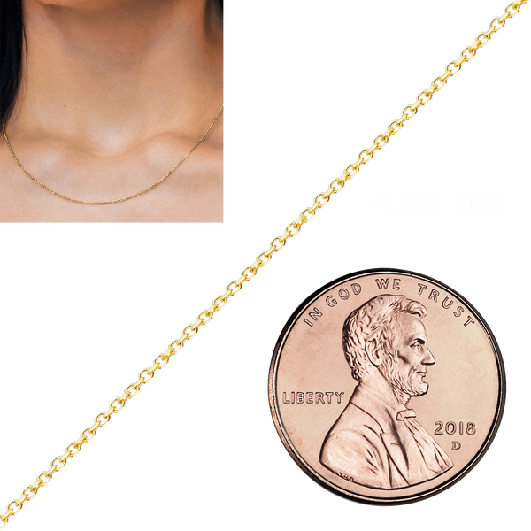 Bulk / Spooled Diamond Cut Round Cable Chain in 14K & 18K Yellow Gold (1.05 mm - 3.00 mm)