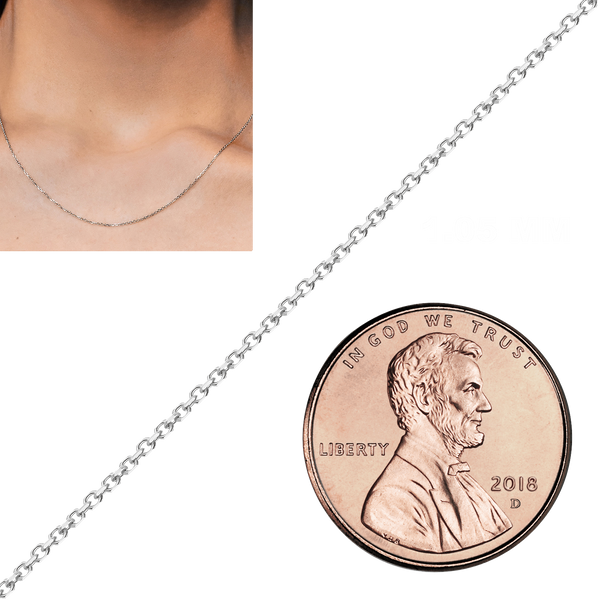 Bulk / Spooled Diamond Cut Round Cable Chain in 14K & 18K White Gold (1.05 mm - 2.20 mm)