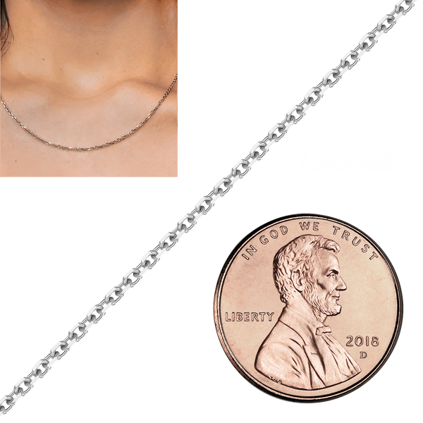 Bulk / Spooled Diamond Cut Round Cable Chain in 14K & 18K White Gold (1.05 mm - 3.00 mm)