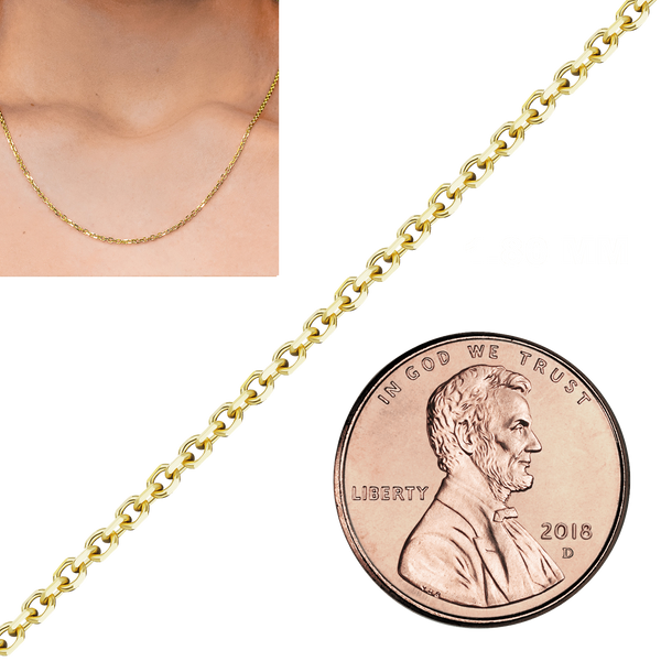 Bulk / Spooled Diamond Cut Round Cable Chain in 14K & 18K Yellow Gold (1.05 mm - 3.00 mm)