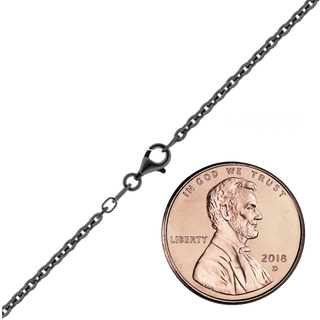 Finished Diamond Cut Cable Necklace in Sterling Silver Black Ruthenium Finish (1.40 mm - 1.80 mm)
