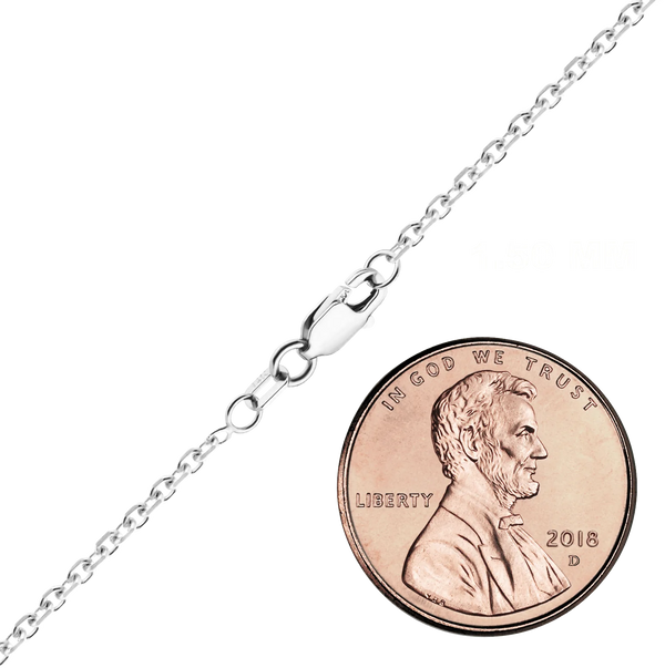 Finished Diamond Cut Round Cable Necklace in 14K White Gold (1.05 mm - 2.20 mm)