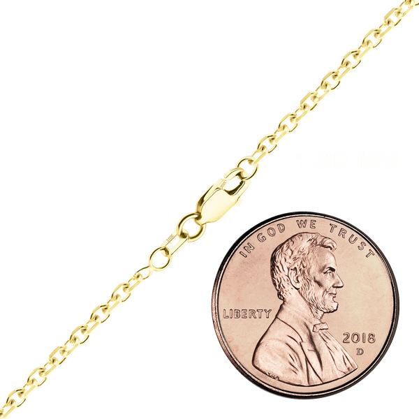 Finished Diamond Cut Round Cable Necklace in 18K Yellow Gold (1.05 mm - 3.00 mm)