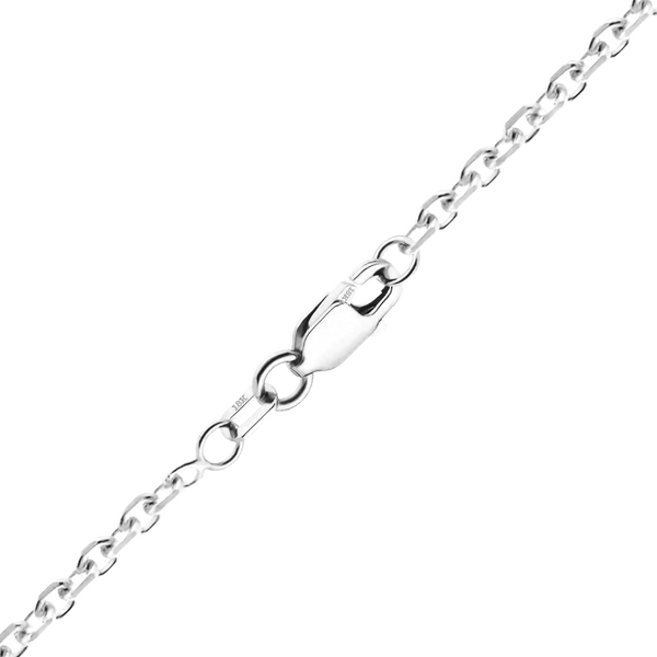 Finished Diamond Cut Round Cable Necklace in 18K White Gold (1.05 mm - 1.80 mm)
