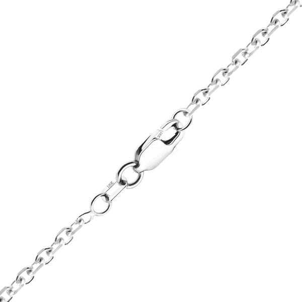 Finished Diamond Cut Round Cable Necklace in 18K White Gold (1.05 mm - 1.80 mm)