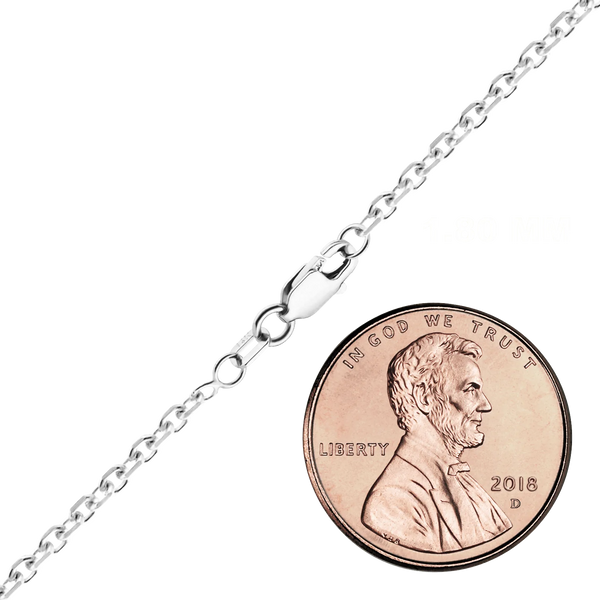 Finished Diamond Cut Round Cable Bracelet in 14K White Gold (1.05 mm - 2.20 mm)