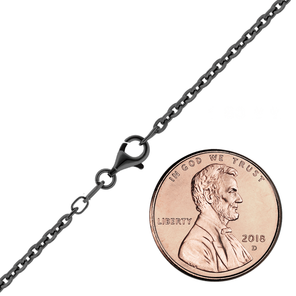Finished Diamond Cut Cable Necklace in Sterling Silver Black Ruthenium Finish (1.40 mm - 1.80 mm)