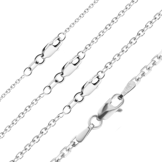 Finished Diamond Cut Round Cable Necklace in 14K White Gold (1.05 mm - 2.20 mm)