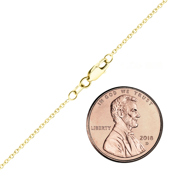 Finished Diamond Cut Round Cable Necklace in 18K Yellow Gold (1.05 mm - 3.00 mm)