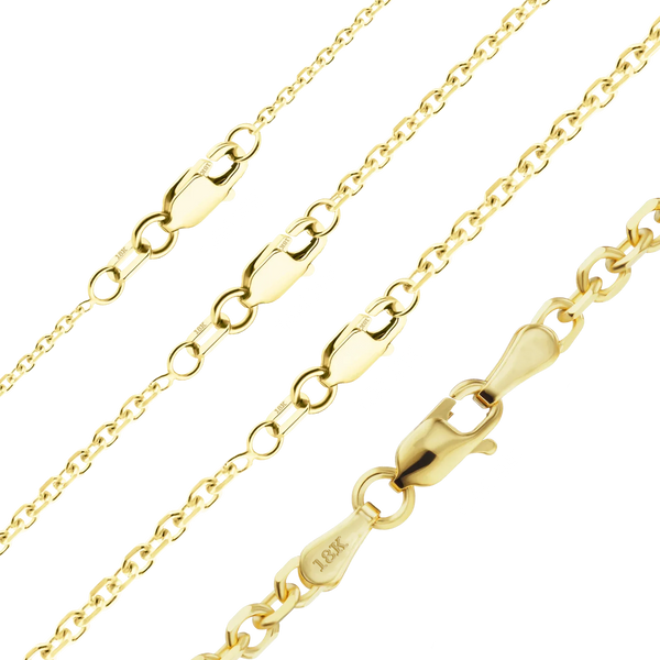 Finished Diamond Cut Round Cable Necklace in 18K Yellow Gold (1.05 mm - 3.00 mm)