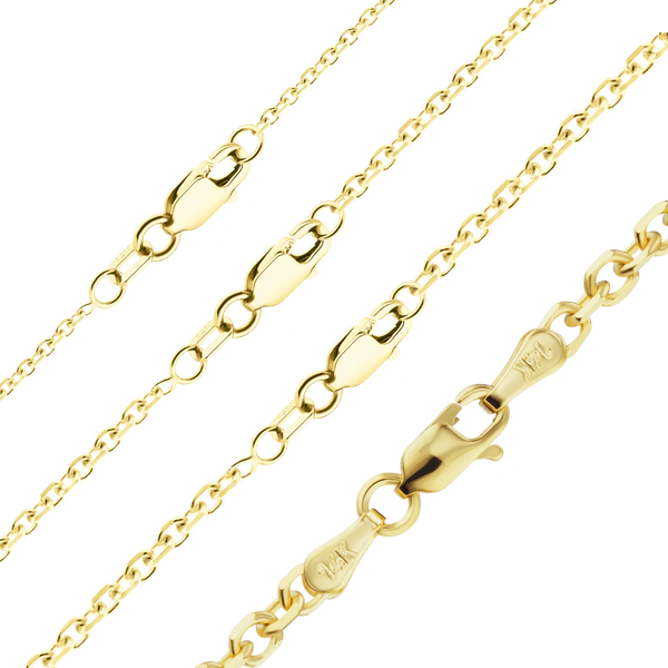 Finished Diamond Cut Round Cable Necklace in 18K Yellow Gold (1.05 mm - 3.00 mm)