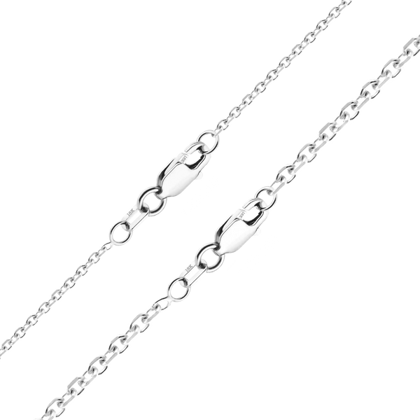 Finished Diamond Cut Round Cable Necklace in 18K White Gold (1.05 mm - 1.80 mm)