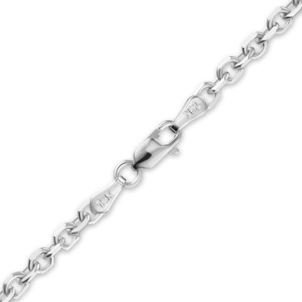 Finished Diamond Cut Round Cable Anklet in 14K White Gold (1.05 mm - 3.00 mm)