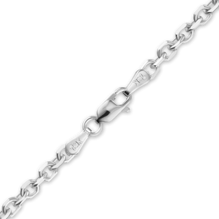 Finished Diamond Cut Round Cable Anklet in 14K White Gold (1.05 mm - 3.00 mm)