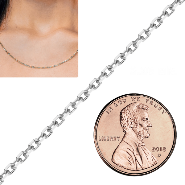 Bulk / Spooled Diamond Cut Round Cable Chain in 14K & 18K White Gold (1.05 mm - 3.00 mm)