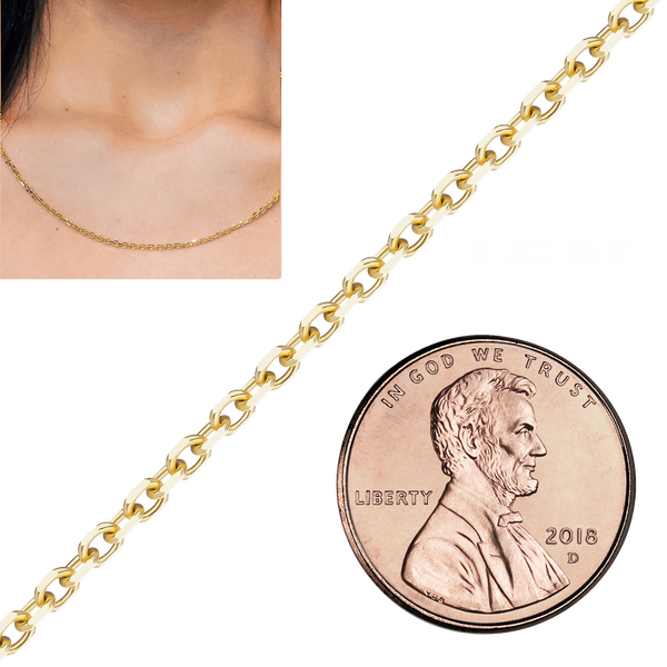 Bulk / Spooled Diamond Cut Round Cable Chain in 14K & 18K Yellow Gold (1.05 mm - 3.00 mm)